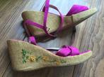Fuchsia roze espadrilles wedges sandalen met sleehak MOTT 39, MOTT, Zo goed als nieuw, Roze, Sandalen of Muiltjes