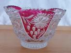 Antiek schaaltje kristal helder en rood glas bewerkt € 17,50, Antiek en Kunst, Antiek | Glas en Kristal, Ophalen of Verzenden