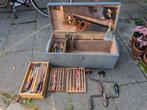 Oude brocante Timmermans kist met divers gereedschap, Ophalen, Gebruikt