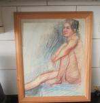 VROUWELIJK NAAKT SCHILDERIJ/TEKENING IN LIJST- ELLY KUIPERS, Ophalen of Verzenden