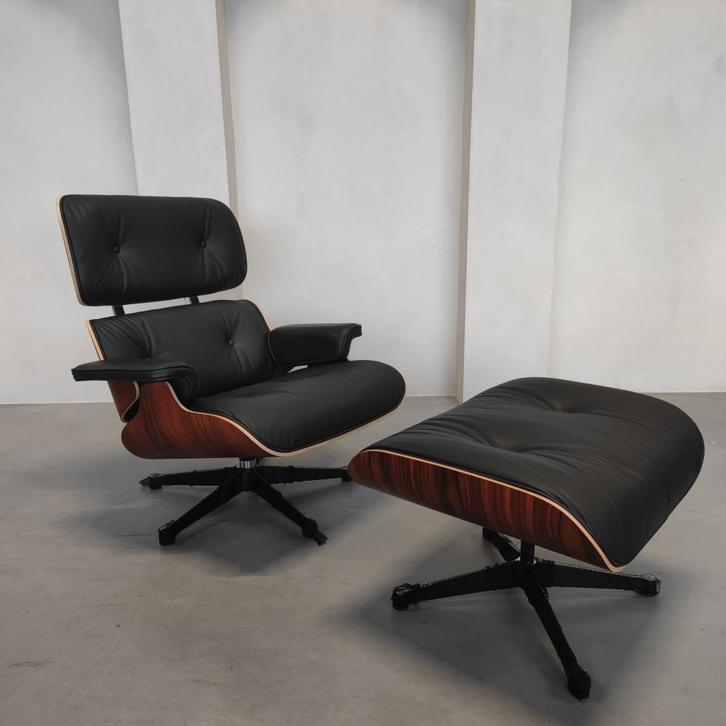 Vitra Eames Lounge Chair – Palisander - Nero F leder, Antiek en Kunst, Antiek | Meubels | Stoelen en Banken, Ophalen of Verzenden