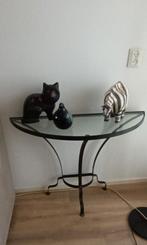 Sitetable staal en glas., Huis en Inrichting, Tafels | Sidetables, Ophalen, Zo goed als nieuw, 25 tot 50 cm, Overige vormen