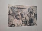 Schilderij.afbeelding familie. Zwart/ wit in lijst 66x 50 cm, Ophalen of Verzenden