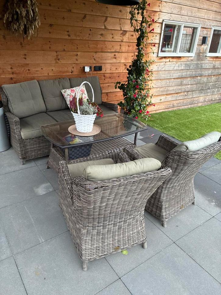 Wicker Tuinset - 5 Zitplaatsen, Tuin en Terras, Tuinsets en Loungesets, Gebruikt, Loungeset, Wicker, 5 zitplaatsen, Bank, Ophalen