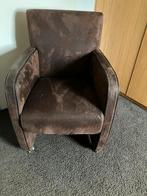 Bruine eetkamerstoelen met wieltjes, Huis en Inrichting, Stoelen, Gebruikt, Bruin, Ophalen of Verzenden, Stof