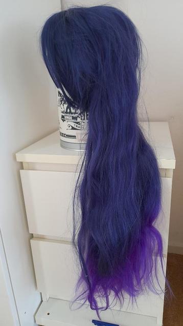 Pruik heel lang steil blauw haar 100 cm cosplay z.g.a.n. beschikbaar voor biedingen