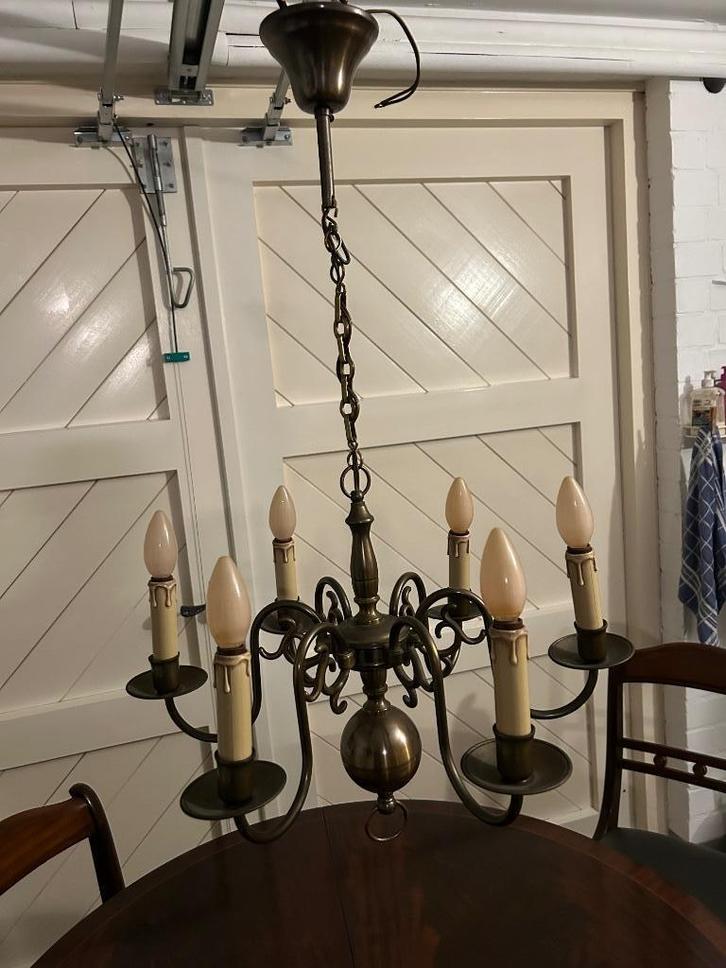 Bronzen kroonluchter, Huis en Inrichting, Lampen | Kroonluchters, Gebruikt, Ophalen