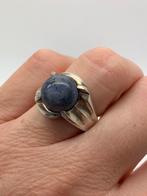 K18 Prachtige zilveren ring blauwe steen maat 18, Sieraden, Tassen en Uiterlijk, Antieke sieraden, Ophalen of Verzenden