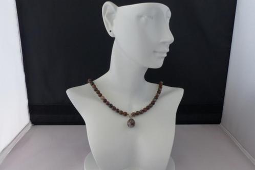 PIETERSIET ketting/oorhanger-set, Sieraden, Tassen en Uiterlijk, Kettingen, Nieuw, Bruin, Met edelsteen, Met hanger, Verstelbaar