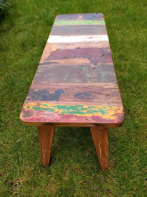 Afrikaans tafeltje / bank je 100 x 35  l x b zeer robuust, Huis en Inrichting, Tafels | Bijzettafels, Rechthoekig, 60 cm of meer