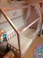 Roze grondbed met matras, Kinderen en Baby's, Kinderkamer | Bedden, Lattenbodem, 85 tot 100 cm, Ophalen of Verzenden, Zo goed als nieuw