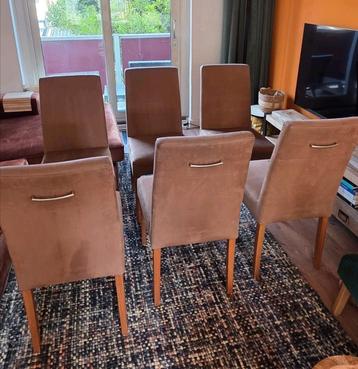 Set van 6 eetkamerstoelen voor €50,- (bruin/cognac) beschikbaar voor biedingen