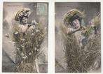 Lot 2 cartes Fleurs des Champs Bergeret ( bloemen vrouwen), Verzamelen, Ansichtkaarten | Themakaarten, Verzenden, Voor 1920, Gelopen