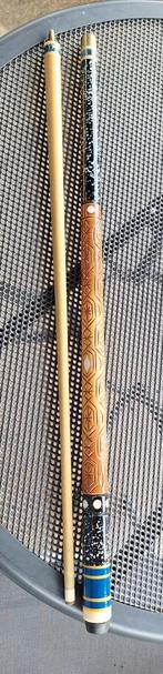 Vintage antieke uit hout gekerfde biljartkeu, Sport en Fitness, Biljarten en Poolen, Ophalen, Zo goed als nieuw, Keu of Ballen
