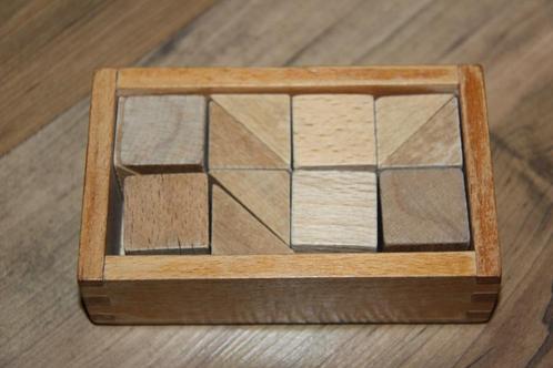 2 = Leuk houten blokkendoosje 12x7 cm.VERZENDEN MOGELIJK!!, Antiek en Kunst, Antiek | Speelgoed, Ophalen