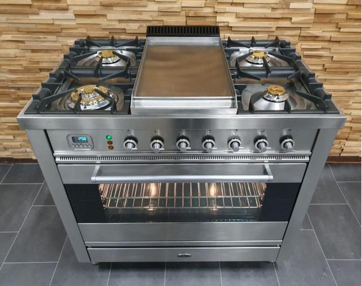 Luxe Boretti Fornuis 90 cm RVS 1 elektrische oven Frytop, Witgoed en Apparatuur, Fornuizen, Zo goed als nieuw, Vrijstaand, Gas