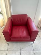 Ikea Rode Leren Fauteuil, Huis en Inrichting, Fauteuils, Ophalen, Gebruikt, Leer, 75 tot 100 cm