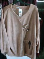 Italiaanse corduroy top met details, Ophalen, Made in Italy, Beige, Maat 42/44 (L)