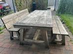 tuinmeubel set massief douglas tafel met 2 banken, Ophalen, Gebruikt, 6 zitplaatsen, Bank