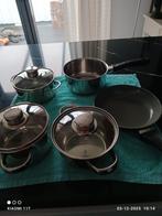 Pannenset rvs 5 delig., Huis en Inrichting, Keuken | Potten en Pannen, Ophalen of Verzenden, Rvs, Pannenset, Keramische plaat