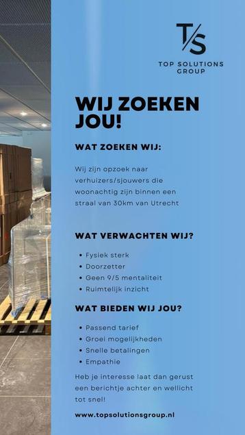 Verhuizers gezocht rondom Utrecht beschikbaar voor biedingen