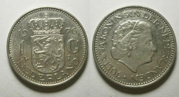 PD02552 Juliana 1 gulden 1976, Postzegels en Munten, Munten | Nederland, Losse munt, 1 gulden, Koningin Juliana, Ophalen of Verzenden