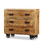 Vintage Verrijdbaar Houten Ladekast Retro Dressoir Mangohout, Retro, Vintage, Balinees, Industrieel, Bali, Info@dehanzeherten.nl