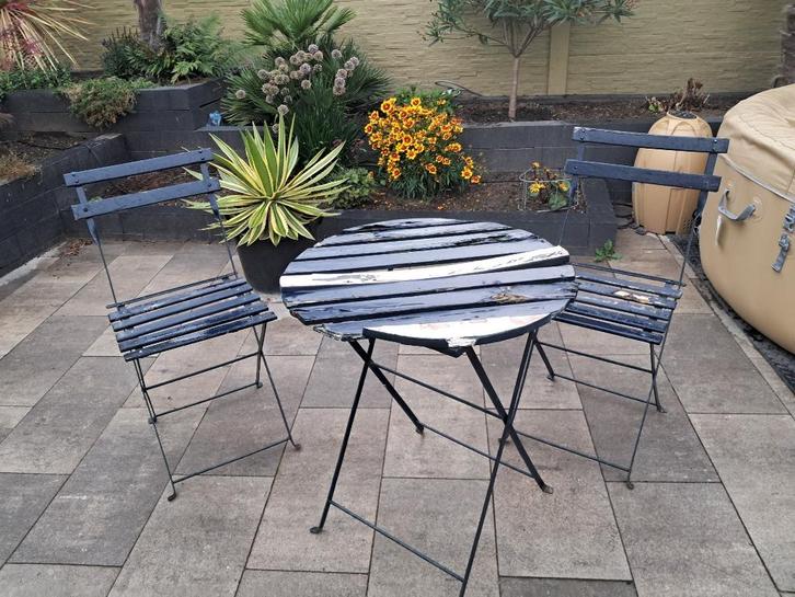 Bistro setje, OPKNAPPER, Tuin en Terras, Overige Tuin en Terras, Gebruikt, Ophalen