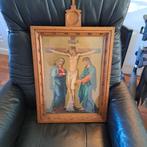 Oud Afbeelding van Jezus aan het Kruis 72x40 cm groot, Antiek en Kunst, Ophalen