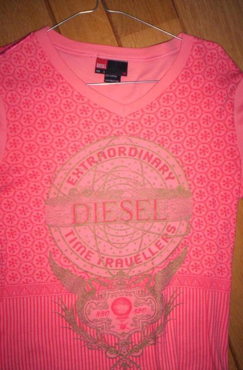 DIESEL t- shirt roze met goud maat S, Kleding | Dames, T-shirts, Zo goed als nieuw, Maat 36 (S), Roze, Korte mouw, Ophalen of Verzenden