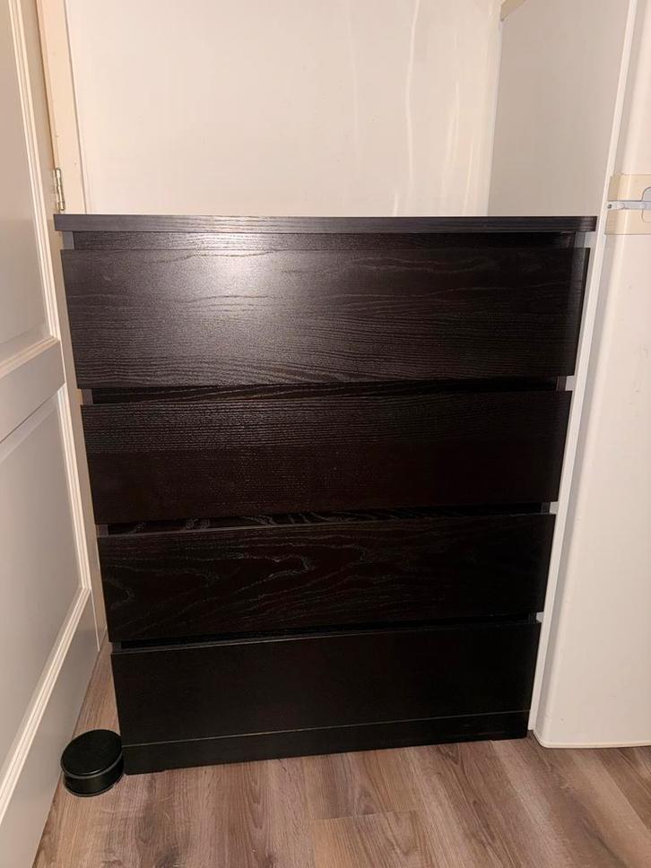Ikea MALM ladekast zwart, Huis en Inrichting, Kasten | Ladekasten, Zo goed als nieuw, 100 tot 150 cm, 50 tot 100 cm, 25 tot 50 cm