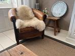 Vintage schapenlederen club fauteuil, Ophalen, Gebruikt, Vintage, 75 tot 100 cm