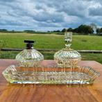 Limoengroen persglas kaptafelsetje, Antiek en Kunst, Antiek | Glas en Kristal, Ophalen of Verzenden