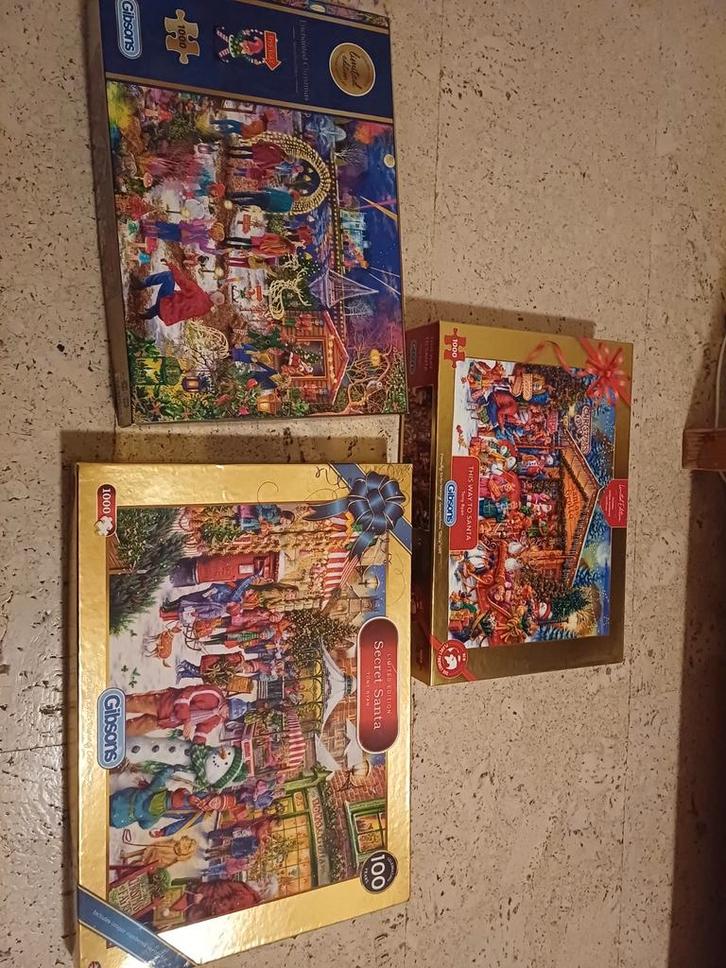 Kerst Puzzel Set - Gibsons, Hobby en Vrije tijd, Denksport en Puzzels, Zo goed als nieuw, Legpuzzel, 500 t/m 1500 stukjes, Ophalen of Verzenden