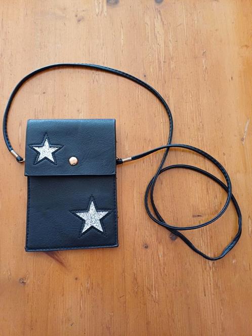 Leren telefoontasje met schouderbandje, Sieraden, Tassen en Uiterlijk, Tassen | Schoudertassen, Zo goed als nieuw, Zwart, Ophalen of Verzenden