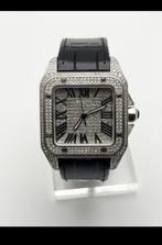 Cartier Santos XL diamonds, Sieraden, Tassen en Uiterlijk, Horloges | Heren, Ophalen, Zo goed als nieuw, Leer, Overige merken