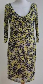 Esprit beige jurkje met blauw/gele print mt. 40, Maat 38/40 (M), Beige, Ophalen of Verzenden, Zo goed als nieuw