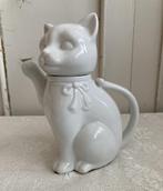 Brocante witte porseleinen theepot - theepotje - poes, Antiek en Kunst, Ophalen of Verzenden