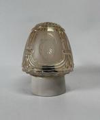 Vintage amber glazen plafondlamp bewerkt sierlijk patroon, Huis en Inrichting, Lampen | Plafondlampen, Ophalen of Verzenden, Zo goed als nieuw