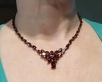 Zilveren collier met 54 marquisegeslepen granaten, Gebruikt, Ophalen of Verzenden, Met edelsteen, Rood