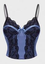 Blauw zwarte Korset top satijn met verstelbare bandjes, Ophalen of Verzenden, Blauw, Body of Korset