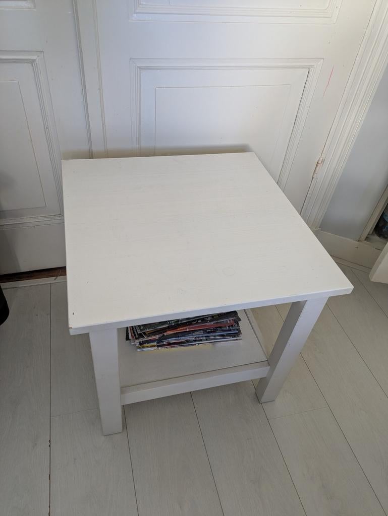 Salontafel/ bijzettafel Ikea Hemnes wit hout massief, Minder dan 55 cm, Gebruikt, Vierkant, Hout