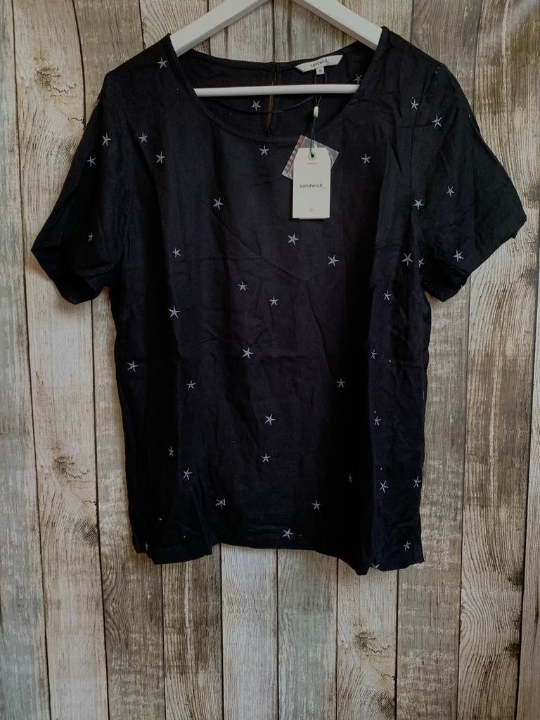Sandwich leuk mooi nieuw zwart shirt (Maat 40), Maat 38/40 (M), Verzenden, Zwart, Nieuw