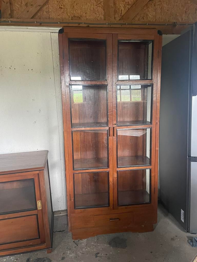 Kast | Vintage, Art Deco, Ophalen, Gebruikt, Met deur(en), Glas