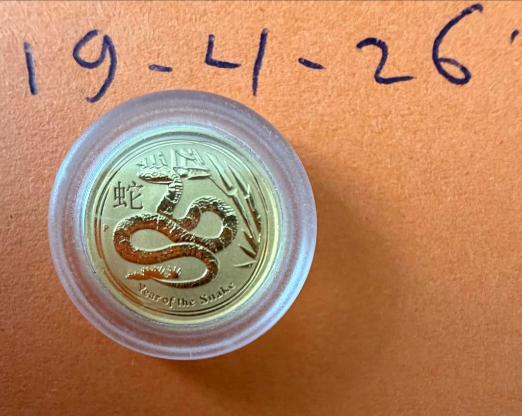 Gouden 1/20 oz Lunar II Jaar van de Slang munt, Ophalen of Verzenden, Goud