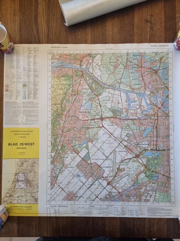 Topo kaarten, origineel, Ophalen of Verzenden, 1800 tot 2000, Nederland, Landkaart