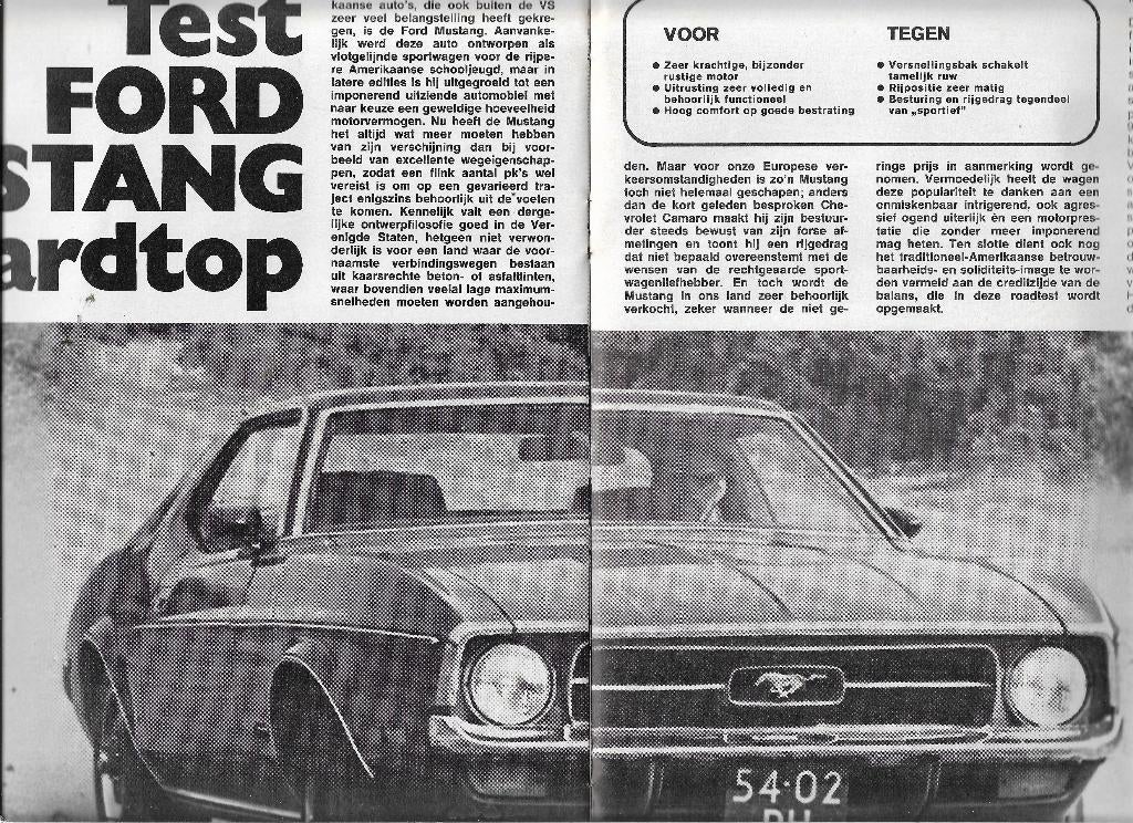 Roadtest Ford MUSTANG Hardtop, Autovisie 1971., Ford, Nieuw, Ophalen of Verzenden, Autovisie