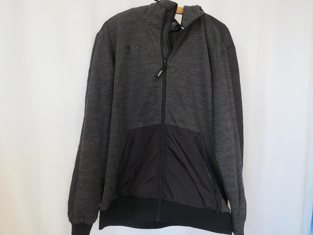 grijs fleece gevoerd deels structuur hoodie vest mt L Umbro, Maat 48/50 (M), Ophalen of Verzenden, Grijs, Gedragen