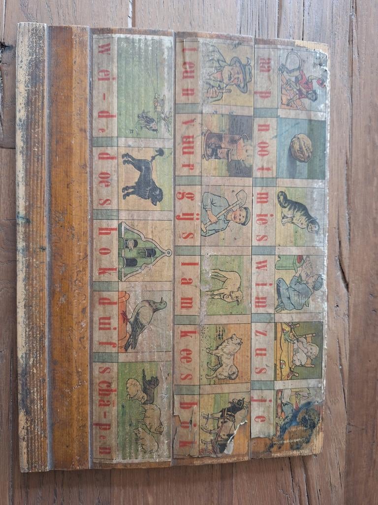 Oud Origineel Aap Noot Mies Leesplankje uit 1905 - C. Jetses, Antiek en Kunst, Antiek | Schoolplaten, Ophalen of Verzenden