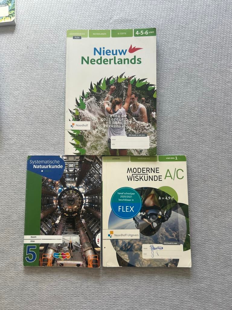 Schoolboeken VWO: Nederlands, Natuurkunde, Wiskunde, Biologi, Boeken, Ophalen, Zo goed als nieuw, VWO, Nederlands